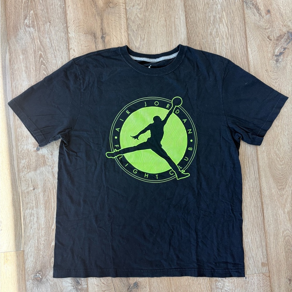Jordan Black Tee with Neon Green Jumpman Emblem